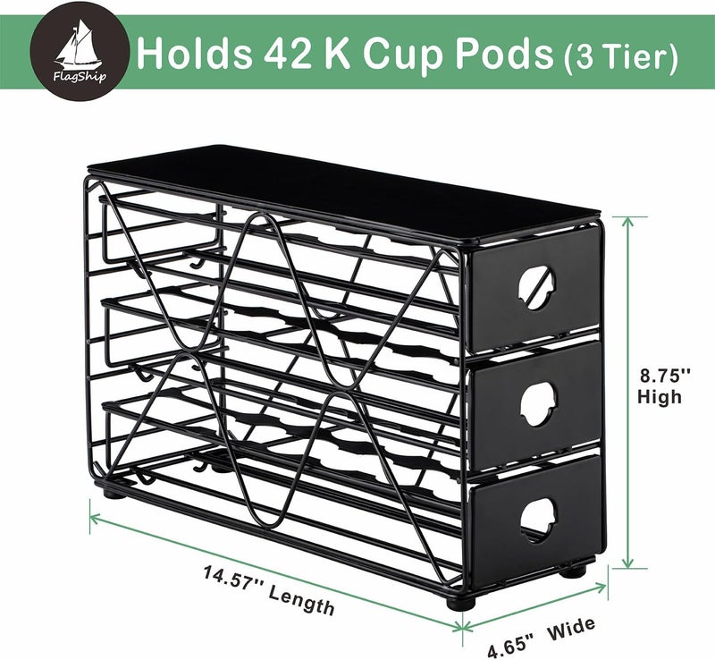 Flagship K Cup Holder 3 Tier Coffee Pod Holder for K Cup Organizer Save Space Countertop Kitchen (42 Pods Capacity) - Image 3