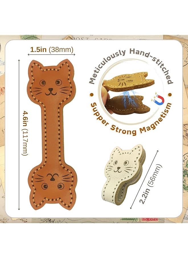erorex - Leather Magnetic Bookmarks 3 Pack Convenient Book Marker Cat Face Shape Magnet Bookmark Christmas Star Personalized Vintage Bookmark Vintage Bookmarks Cat Cat - Image 1