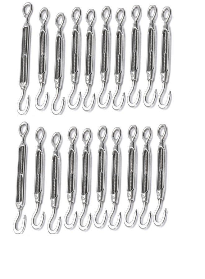 Stainless Steel 304 Turnbuckle Hook (M4,M5,M6) and Eye Wire Rope Tension (M4, Pack of 20)