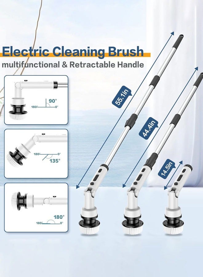 Joshberg Electric Spin Scrubber,Cordless Shower Scrubber with Extendable Handle, Multi-Function 9 Replaceable Heads Spin Brush for Cleaning Bathroom Bathtub Kitchen Wall Car Window,Adjustable Head Angel&LED Display - Image 5