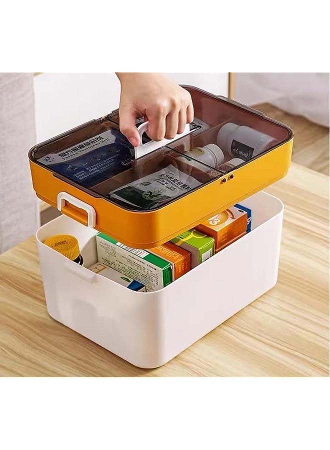 Raxoom Multifunctional Medicine Chest Large Capacity First Aid Kit, Family First Aid Box Medicine Box Organizer, Plastic Medical Storage Box with Portable Handle (Style 3) - Image 2