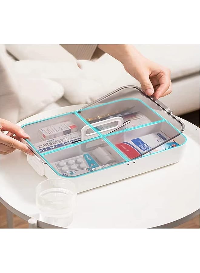 Raxoom Multifunctional Medicine Chest Large Capacity First Aid Kit, Family First Aid Box Medicine Box Organizer, Plastic Medical Storage Box with Portable Handle (Style 3) - Image 3