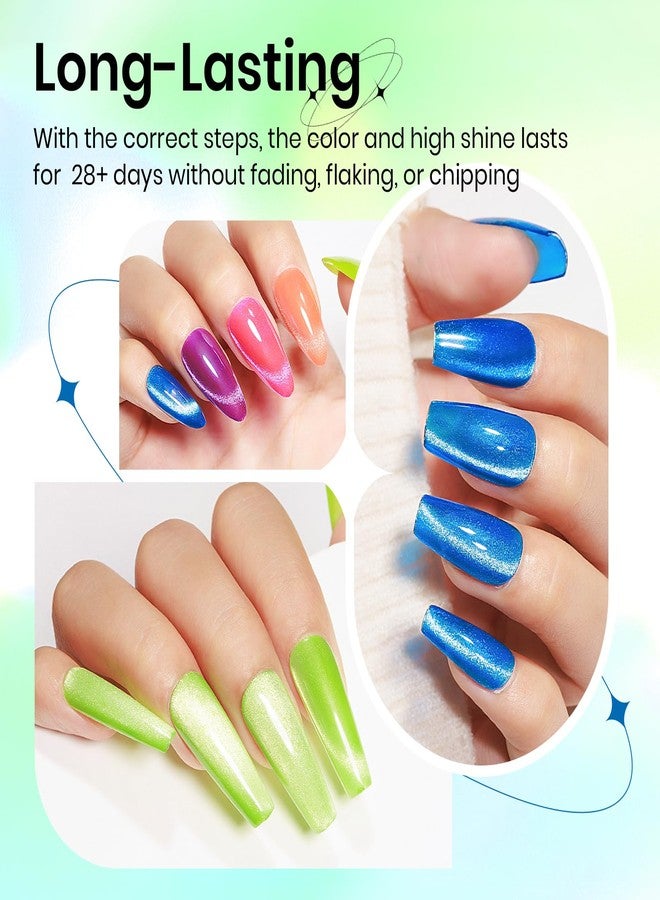 SUPWEE Neon Cat Eye Gel Nail Polish, 6 Colors Magnetic Gel Nail Polish Summer Colora Green Yellow Hot Pink Collection with Magnetic Soak Off UV Lamp Perfect for Beginner and Salon Manicure - Image 5