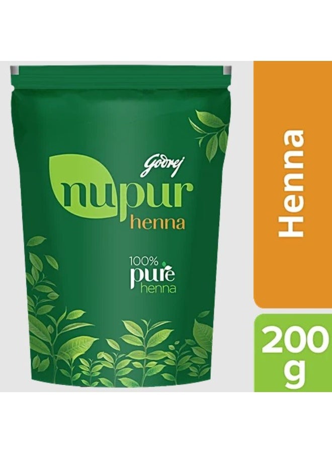 Godrej Nupur 100% Pure Henna Powder for Hair Colour & Conditioning | Natural Herbal Mehndi for Hair, Hands & Feet | 200g - Image 1