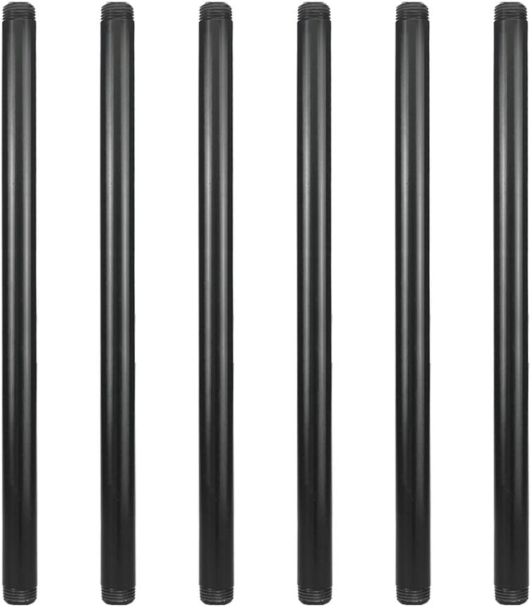 GeilSpace 6 Pack 1/2" × 16" Pre-Cut Black Metal Pipe, Industrial Steel Fits Standard Half Inch Black Threaded Pipes and Fittings - Vintage DIY Industrial Shelving (1/2" × 16") - Image 1
