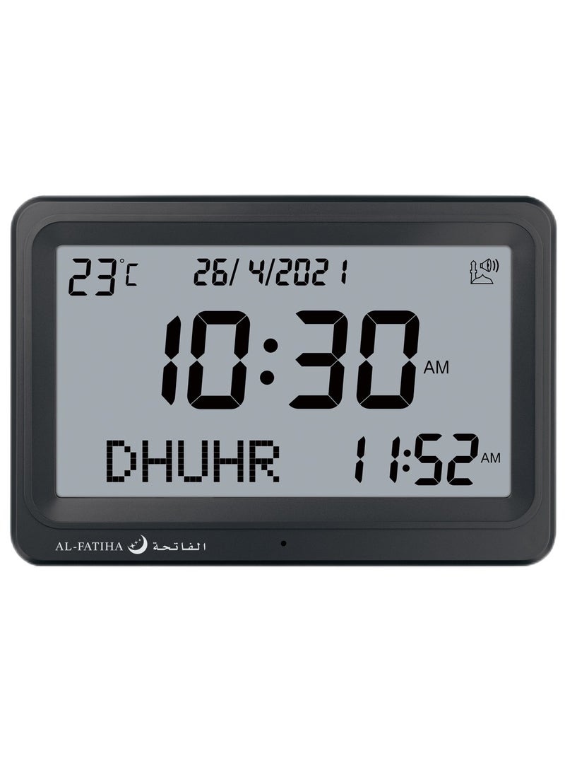 Generic - AL-FATIHA Automatic Worldwide Digital 8 Azan Prayer Sounds Islamic Wall and Desk Clock Black - Image 1