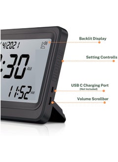 Generic AL-FATIHA Automatic Worldwide Digital 8 Azan Prayer Sounds Islamic Wall and Desk Clock Black  - Image 2