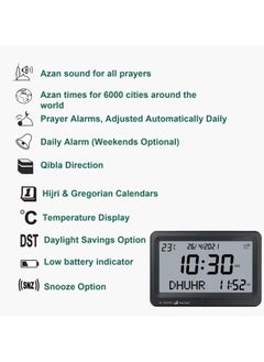 Generic AL-FATIHA Automatic Worldwide Digital 8 Azan Prayer Sounds Islamic Wall and Desk Clock Black  - Image 4