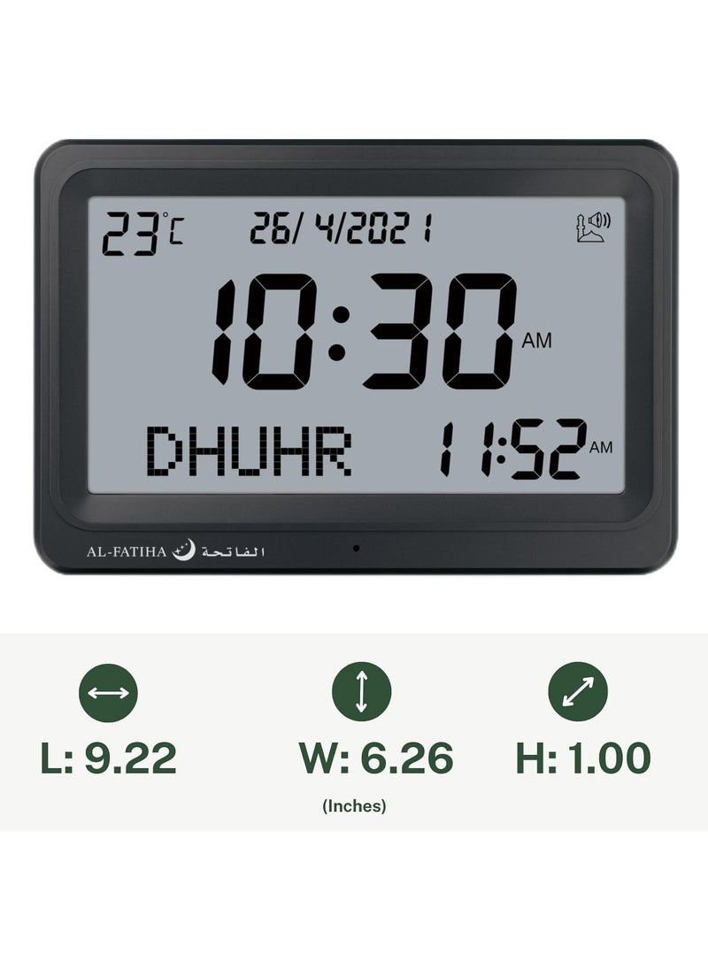 Generic - AL-FATIHA Automatic Worldwide Digital 8 Azan Prayer Sounds Islamic Wall and Desk Clock Black - Image 1