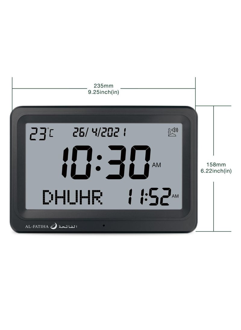Generic - AL-FATIHA Automatic Worldwide Digital 8 Azan Prayer Sounds Islamic Wall and Desk Clock Black - Image 1