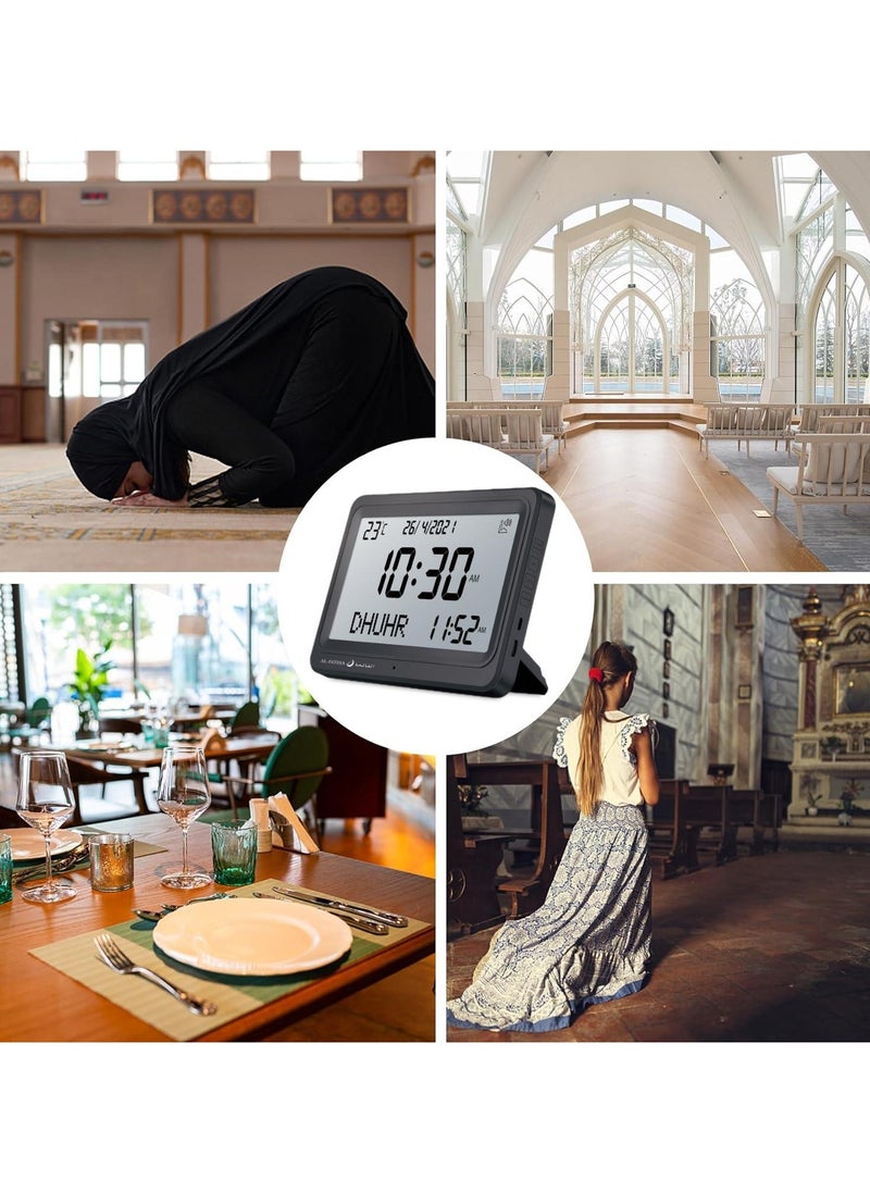 Generic - AL-FATIHA Automatic Worldwide Digital 8 Azan Prayer Sounds Islamic Wall and Desk Clock Black - Image 1