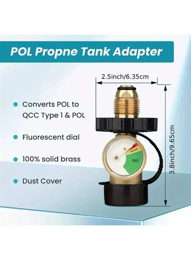 محول أسطوانة البروبان الأصفر يحول أسطوانة الغاز البترولي المسال إلى نوع QCC1 النوع 1 مع مقياس لإكسسوارات المطبخ - Image 4