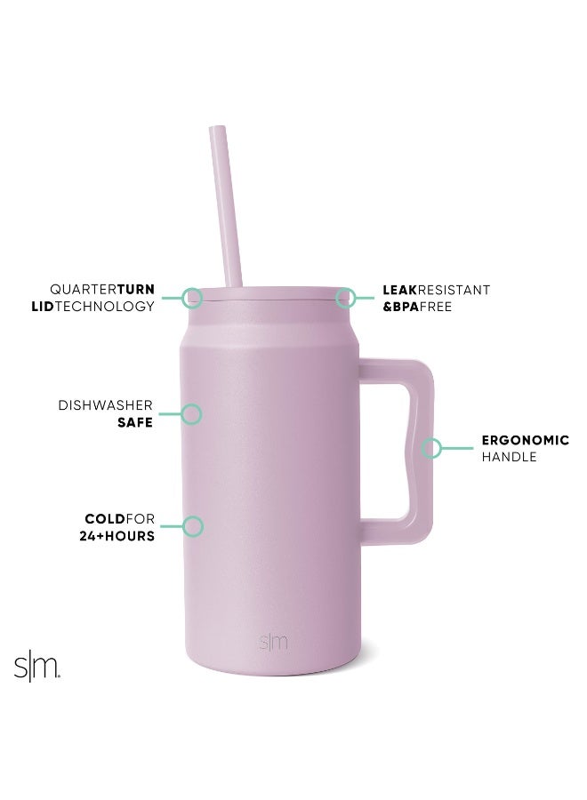Simple Modern 50 oz Mug Tumbler with Handle and Straw Lid | Reusable Insulated Stainless Steel Large Travel Jug Water Bottle | Valentines Gifts For Him & Her | Trek Collection | 50oz | Lavender Mist - Image 4