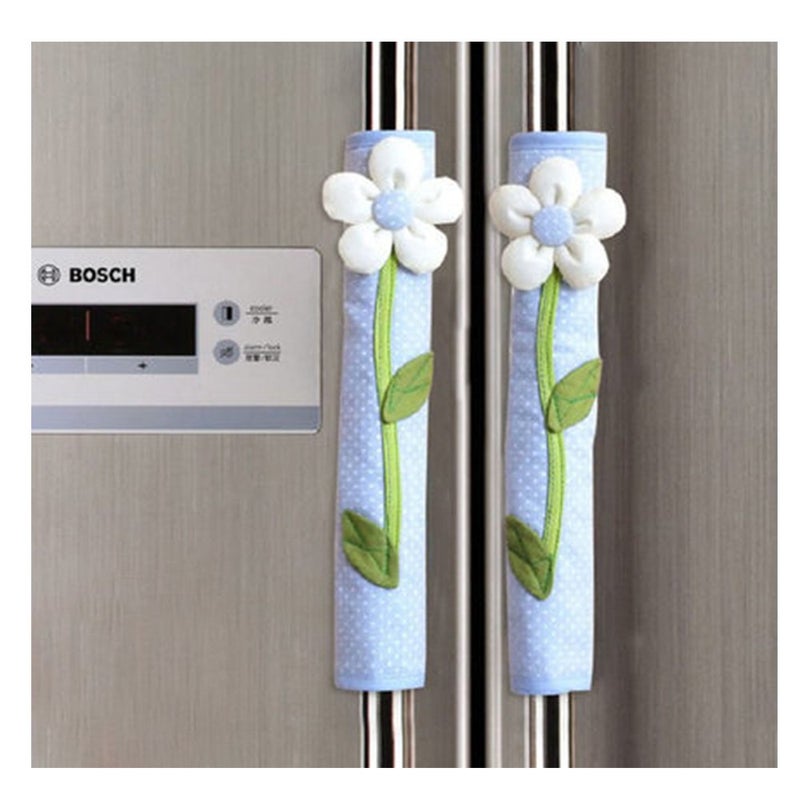 FLYPARTY 2X Handle Covers Cloth Protector for Electrical Kitchen AppliancesFridgeMicrowaveDishwasherFreezer Oven Door  Keep Clean from DripsSmudges Fingerprints DustLight Blue
