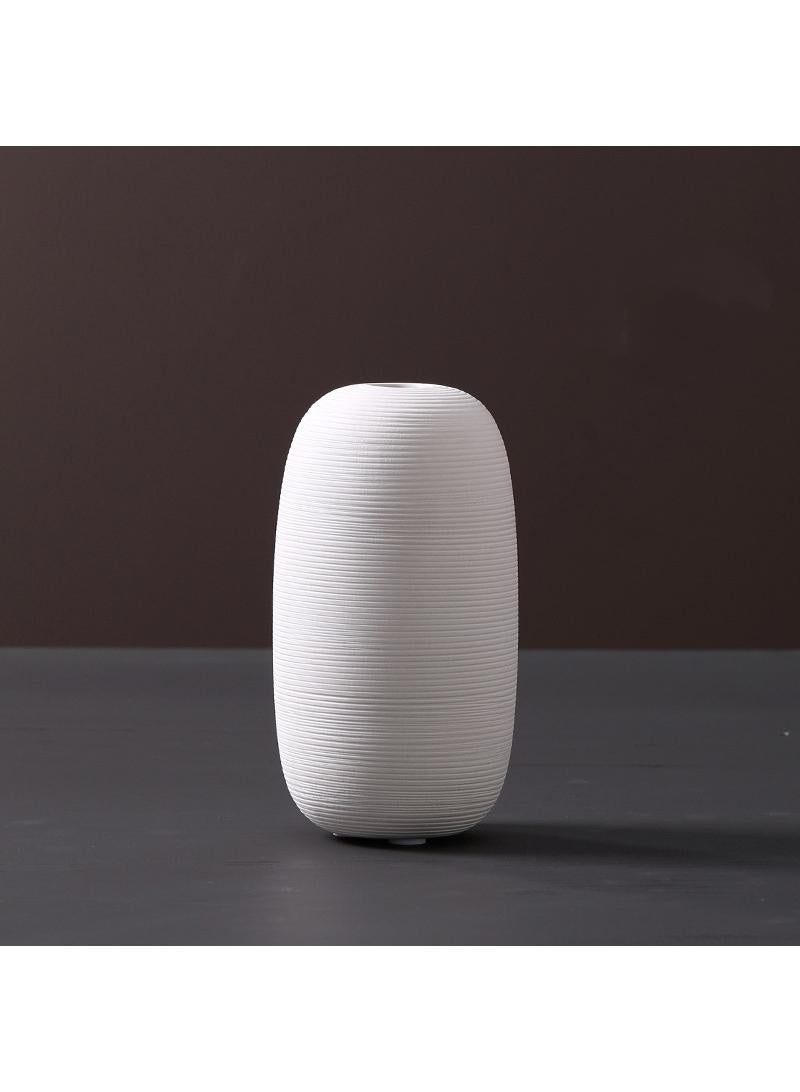 الأزرق جي دبليو مزهرية بورتسي لاينز الفخارية الفخارية الفاخرة باللون الأبيض - مزهرية سيراميك مقوى - مزهرية زهور بارتفاع 10 بوصة - مزهرية زهور (أبيض) - Image 1