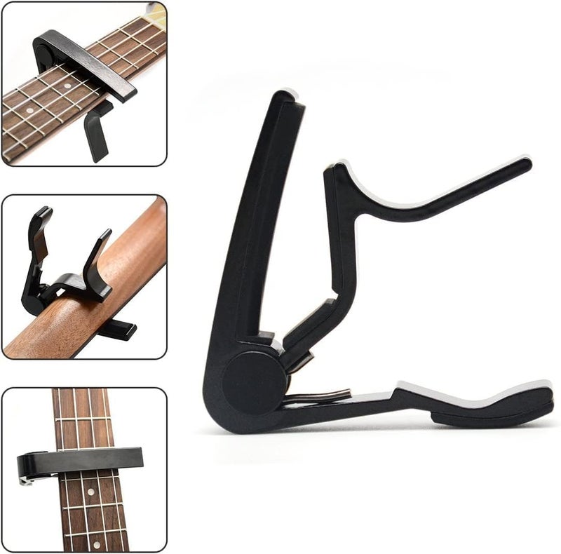 IMAGINEA Acoustic Guitar Accessories Tool Kit Including 3 Guitar Strings, Tuner, Capo, 3 in1 Resetting Winder Tool, Bridge Pins, Guitar Nuts Saddle (Black and White) & 5 Picks - Image 4