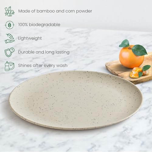 Red Butler Eco-Friendly Bamboo Fiber Plates | Set of 4 Dinner Plates (11-Inch) | Reusable and Stain Resistant | Sturdy Weight and Durable | Microwave & Dishwasher Safe | Classic Design - Image 2
