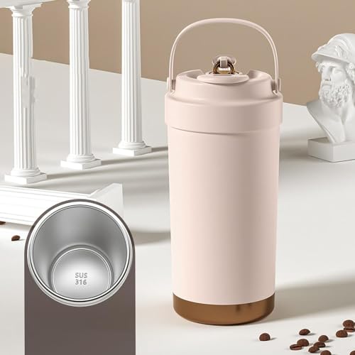 daiDokoro Stainless Steel Travel Coffee Thermos/Tumbler with Straw 8-Hour Hot & Cold Retention - Cherry Blossom, 500ml - Image 3