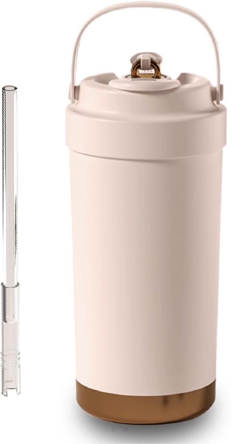 daiDokoro Stainless Steel Travel Coffee Thermos/Tumbler with Straw 8-Hour Hot & Cold Retention - Cherry Blossom, 500ml - Image 1