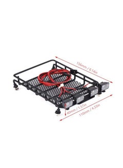 Dilwe Rc Car Roof Rack Middle Size Roof Rack Luggage Carrier With Quadrate Led Lights For Axial Scx10 1/10 Remote Control Cars(4 White Light Color) Car Model Accessory  - Image 5