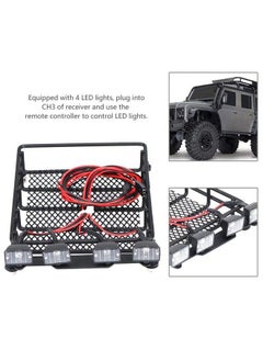 Dilwe Rc Car Roof Rack Middle Size Roof Rack Luggage Carrier With Quadrate Led Lights For Axial Scx10 1/10 Remote Control Cars(4 White Light Color) Car Model Accessory  - Image 3