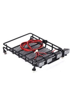 Dilwe Rc Car Roof Rack Middle Size Roof Rack Luggage Carrier With Quadrate Led Lights For Axial Scx10 1/10 Remote Control Cars(4 White Light Color) Car Model Accessory  - Image 2