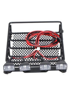 Dilwe Rc Car Roof Rack Middle Size Roof Rack Luggage Carrier With Quadrate Led Lights For Axial Scx10 1/10 Remote Control Cars(4 White Light Color) Car Model Accessory  - Image 4