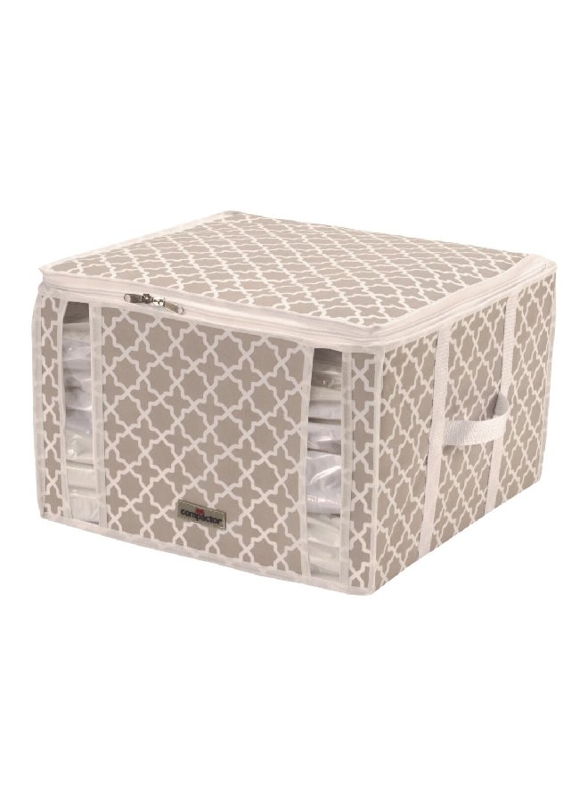 COMPACTOR Square Shaped Printed Zippered Vacuum Storage Bag Beige and White 145 L RAN7928  - Image 1