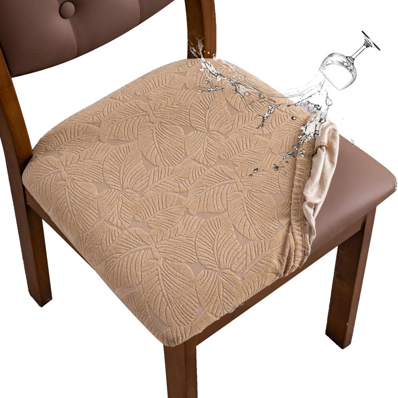 YUEANG YUEANG Waterproof Seat Cover for Chairs Dining Room Chair Seat Covers Washable Kitchen Chair Seat Slipcovers Protector (Khaki  6 PCS)  - Image 1
