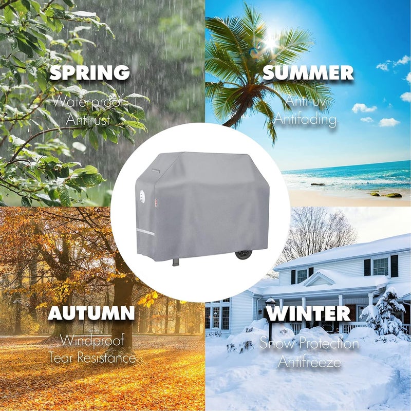 Turtle Life BBQ Grill Cover, 70 Inch Heavy Duty Waterproof 5-6 Burner Barbecue Gas Grill Covers for Weber Genesis Summit Char-Broil Deluxe, Gray - Image 5
