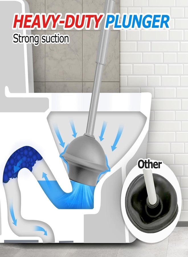 FORASTO 2Pack 2 in 1 Toilet Brush and Plunger Set, Extended Handle Plunger，Toilet Bowl Brush Plunger Set,Bathroom Cleaning Tools ，Toilet Brush Plunger Combo，Cleaning Brush，Cleaning Supplies（Dark Grey） - Image 3