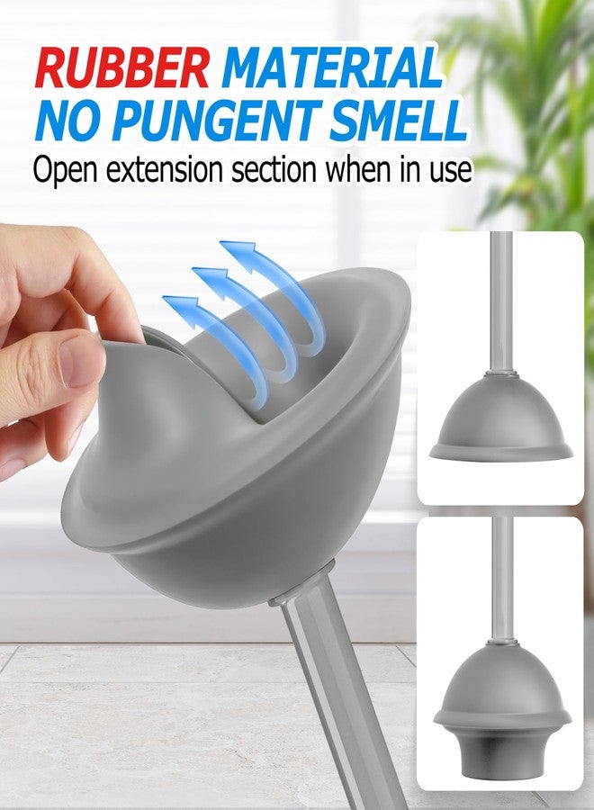 FORASTO 2Pack 2 in 1 Toilet Brush and Plunger Set, Extended Handle Plunger，Toilet Bowl Brush Plunger Set,Bathroom Cleaning Tools ，Toilet Brush Plunger Combo，Cleaning Brush，Cleaning Supplies（Dark Grey） - Image 4