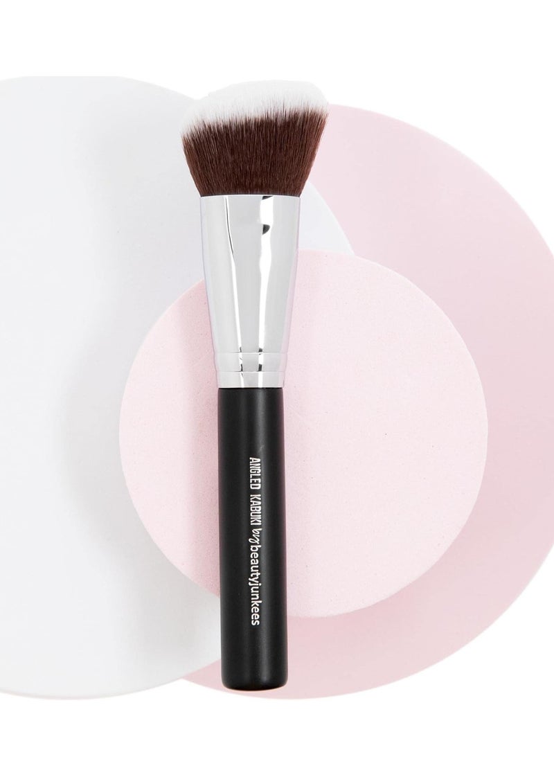 Beauty Junkees - Beauty Junkees Angled Blush Brush for Cheeks – Bronzing Brush for Liquid, Cream, Mineral Powder Makeup Bronzer Contour Brush, Synthetic Kabuki Brush - Image 1
