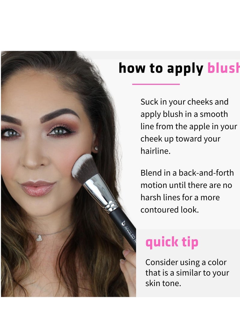 Beauty Junkees - Beauty Junkees Angled Blush Brush for Cheeks – Bronzing Brush for Liquid, Cream, Mineral Powder Makeup Bronzer Contour Brush, Synthetic Kabuki Brush - Image 1