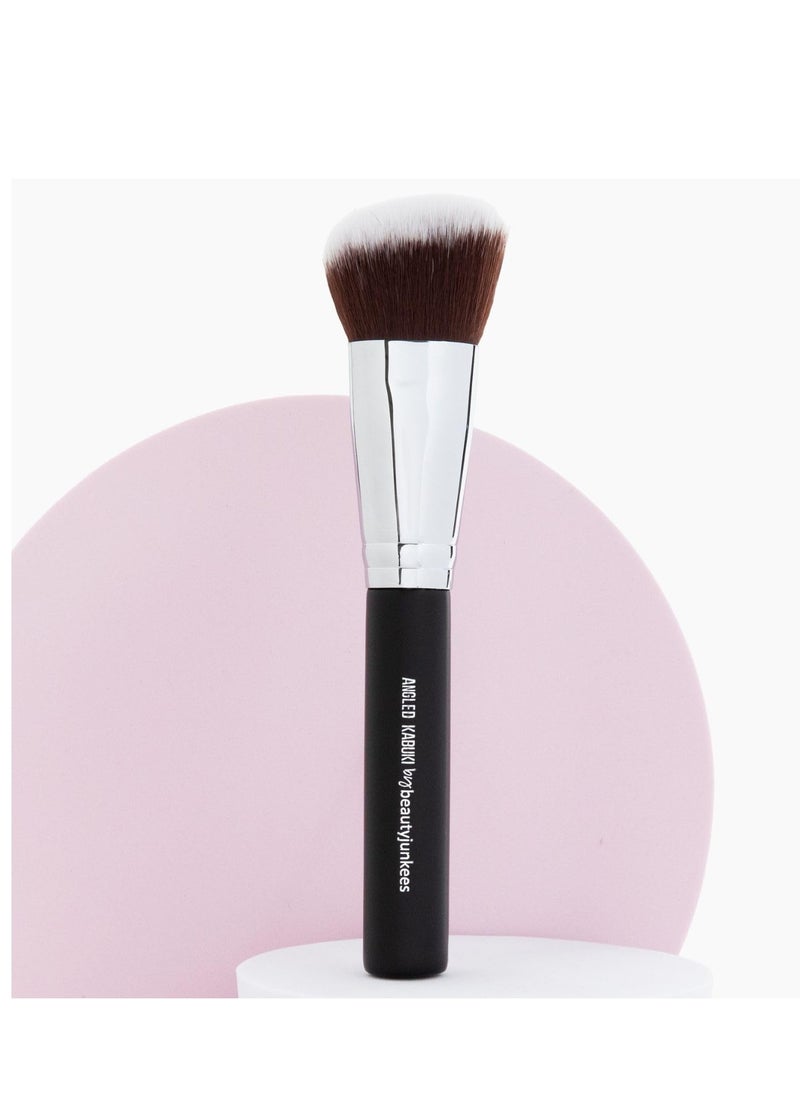 Beauty Junkees - Beauty Junkees Angled Blush Brush for Cheeks – Bronzing Brush for Liquid, Cream, Mineral Powder Makeup Bronzer Contour Brush, Synthetic Kabuki Brush - Image 1