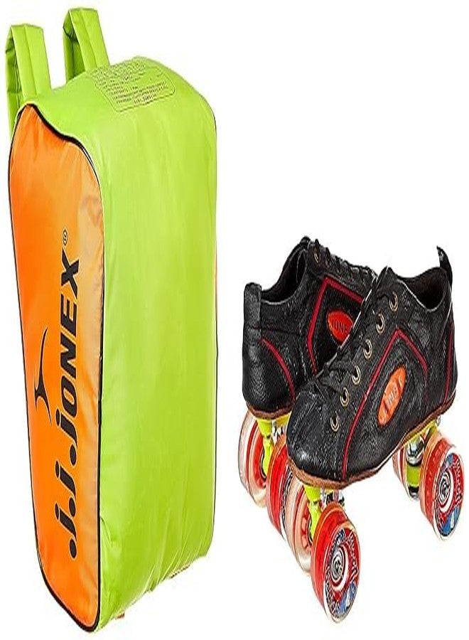 JJ Jonex Shoe Skates, Shoe Skates for Adults, Fix Body Shoe Skates (5 UK/Ind, Black Red- Rollo Rubber)