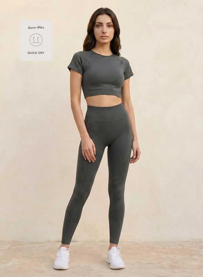 Splash Active GREY Performance Cutout Crop T shirt for Women | Best Price UAE