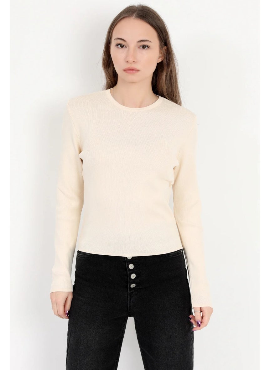 JOHN BORNERS - Giysa Women's Beige 100% Polyamide Flexible Crew Neck Knitwear Body - 2002 - Image 1
