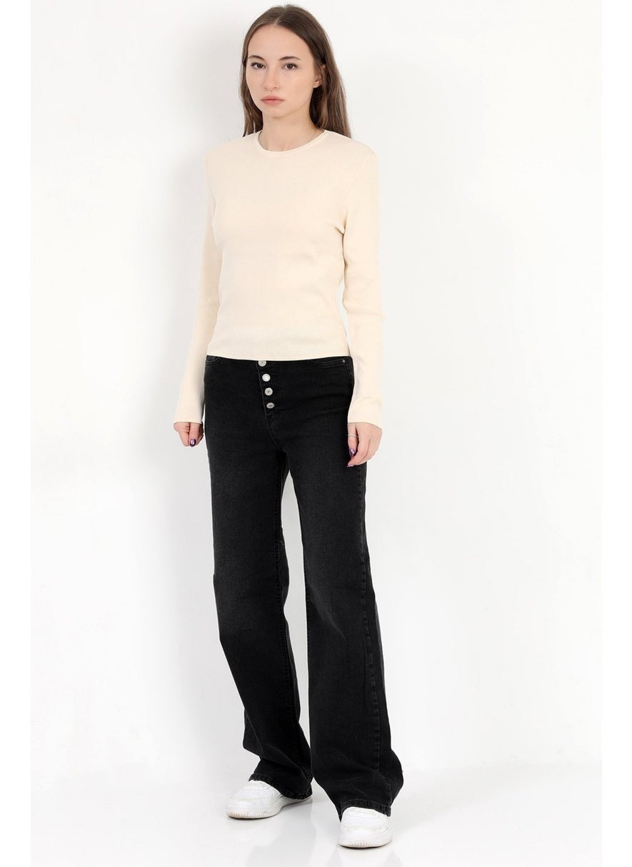 JOHN BORNERS - Giysa Women's Beige 100% Polyamide Flexible Crew Neck Knitwear Body - 2002 - Image 1