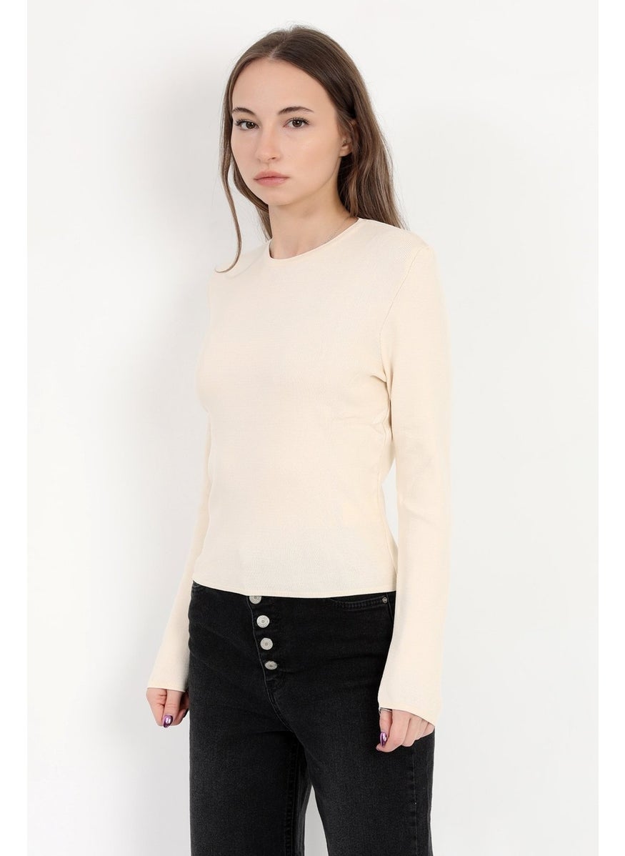 JOHN BORNERS - Giysa Women's Beige 100% Polyamide Flexible Crew Neck Knitwear Body - 2002 - Image 1