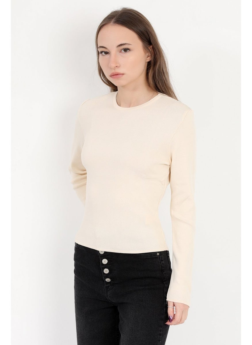 JOHN BORNERS - Giysa Women's Beige 100% Polyamide Flexible Crew Neck Knitwear Body - 2002 - Image 1
