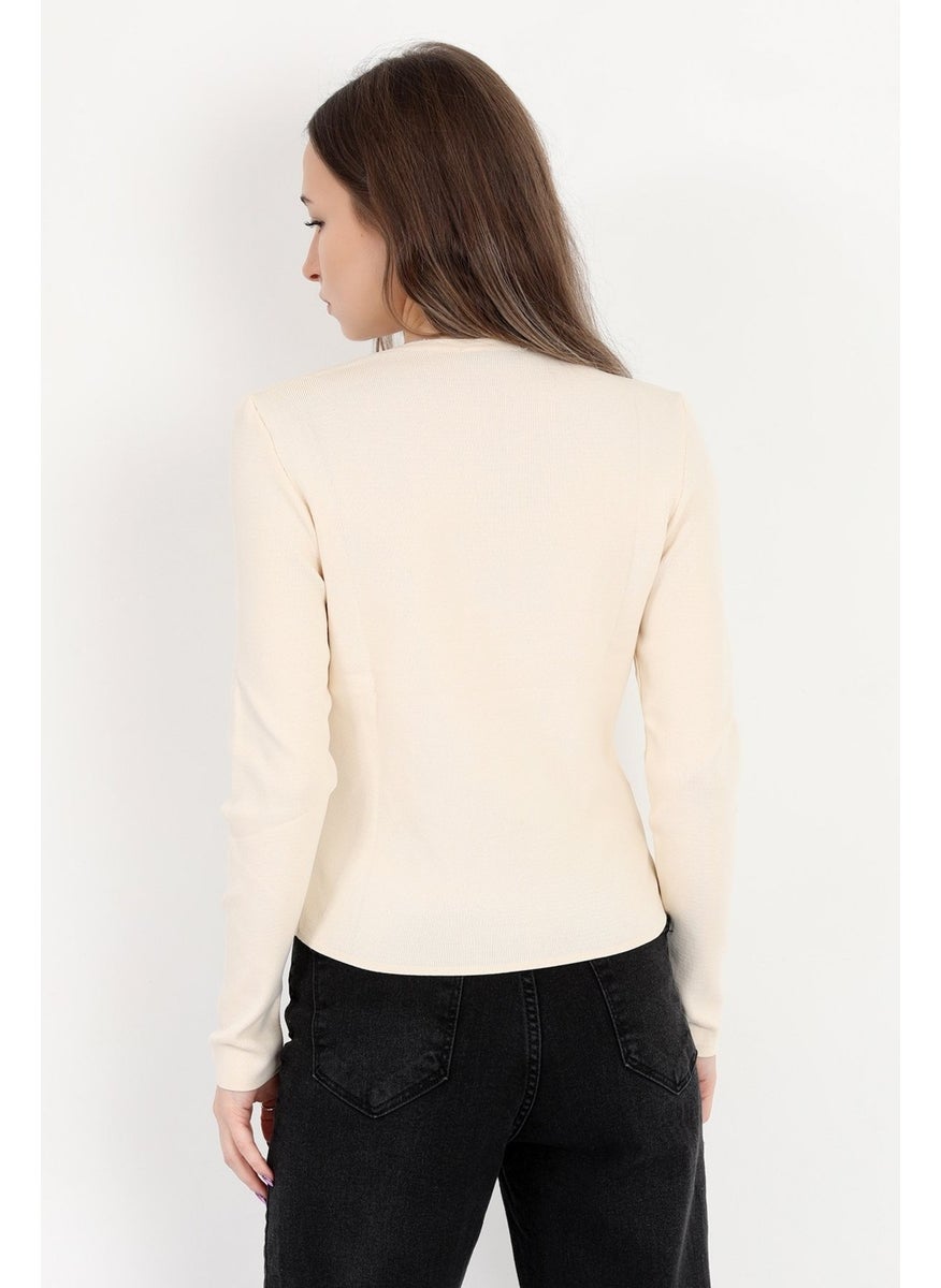 JOHN BORNERS - Giysa Women's Beige 100% Polyamide Flexible Crew Neck Knitwear Body - 2002 - Image 1