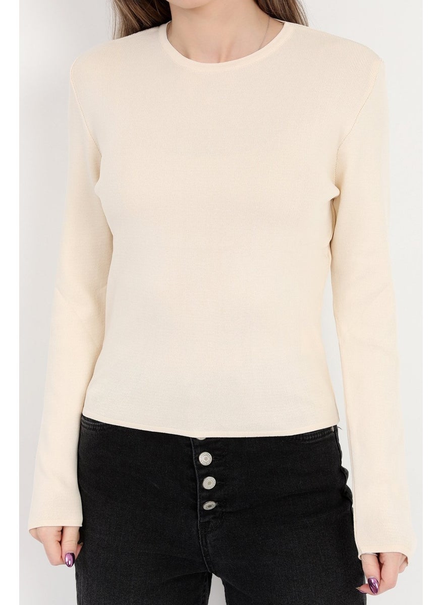 JOHN BORNERS - Giysa Women's Beige 100% Polyamide Flexible Crew Neck Knitwear Body - 2002 - Image 1