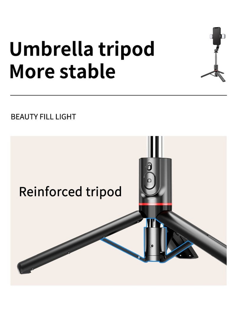 Generic - 45.66‘’Selfie Stick Tripod with double fill light, Extendable Stainless Steel Tripod with Rechargeable Bluetooth Remote, Compatible with iPhone and Android Smartphones, Perfect for Travel, Vlog, Video and Photo - Image 1