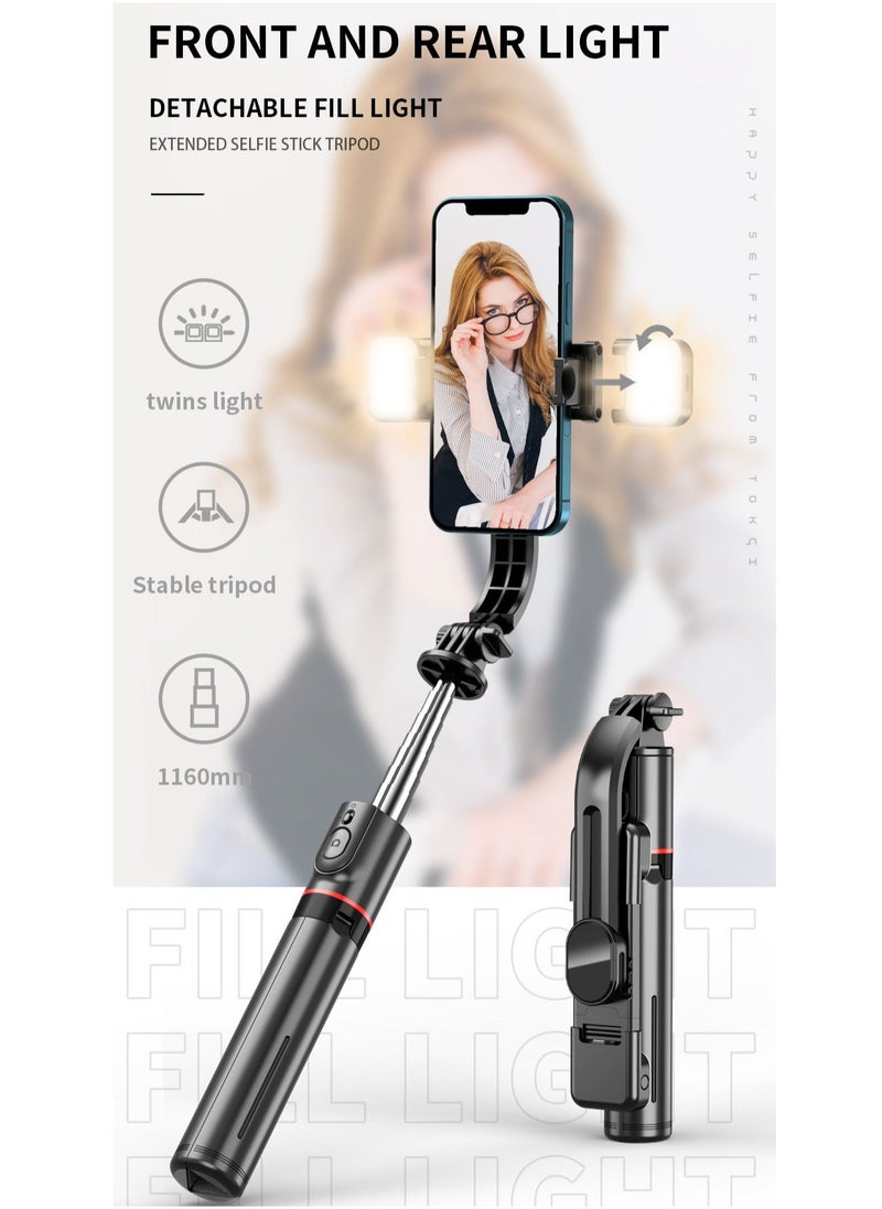 Generic - 45.66‘’Selfie Stick Tripod with double fill light, Extendable Stainless Steel Tripod with Rechargeable Bluetooth Remote, Compatible with iPhone and Android Smartphones, Perfect for Travel, Vlog, Video and Photo - Image 1