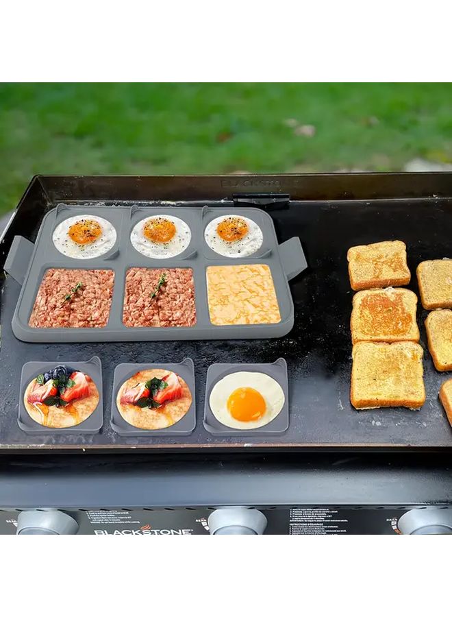 6 Round 6 Square 7 In 1 Silicone Egg Rings Non Stick Heat Resistant Egg Molds - Image 3