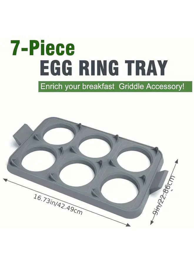 6 Round 6 Square 7 In 1 Silicone Egg Rings Non Stick Heat Resistant Egg Molds - Image 4