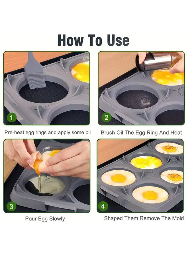 6 Round 6 Square 7 In 1 Silicone Egg Rings Non Stick Heat Resistant Egg Molds - Image 5