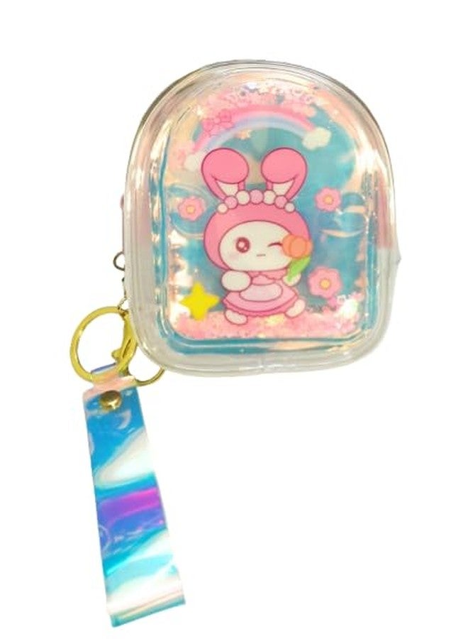 CLICKETY CLACK™ Attractive cute cartoon Water Glitter Liquid Holographic small purse with Keychain Strap/Gifting option for loved ones birthday theme parties return gift favour (Pack-1) (Kuromi) - Image 1