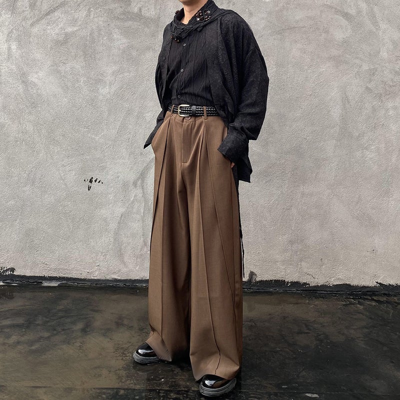 New Chinese Style Japanese Retro Draping Non-Ironing Suit Pants Niche Design Stitching Pleated Wide-Leg Stacked Mop Pants - Image 4